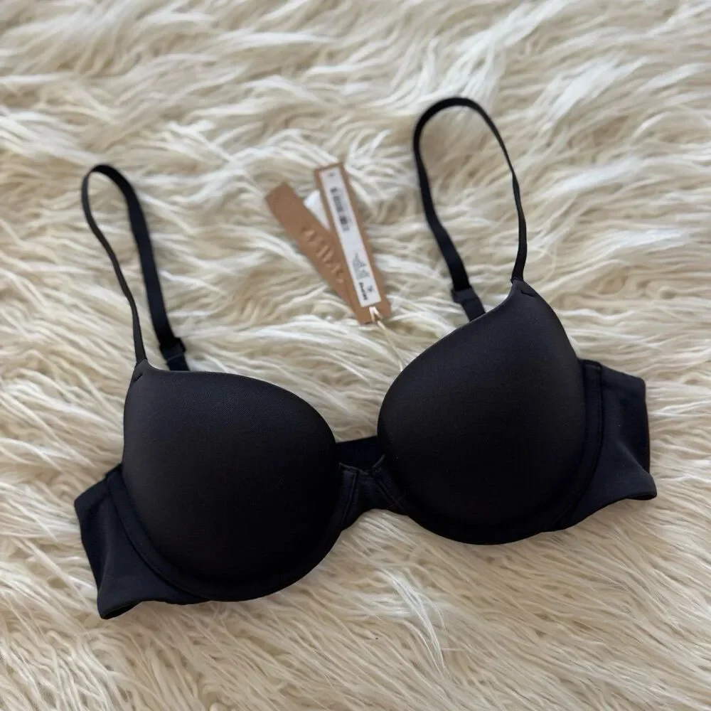 Skims Fits Everybody Push Up Demi Bra Onyx Size 32A - Picture 4 of 6
